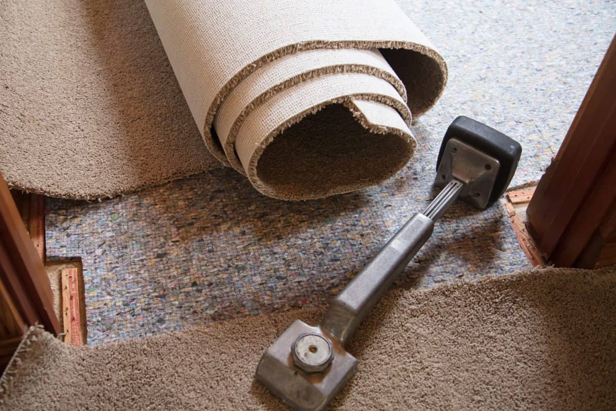 Carpet Knee Kicker by carpet and padding in home

