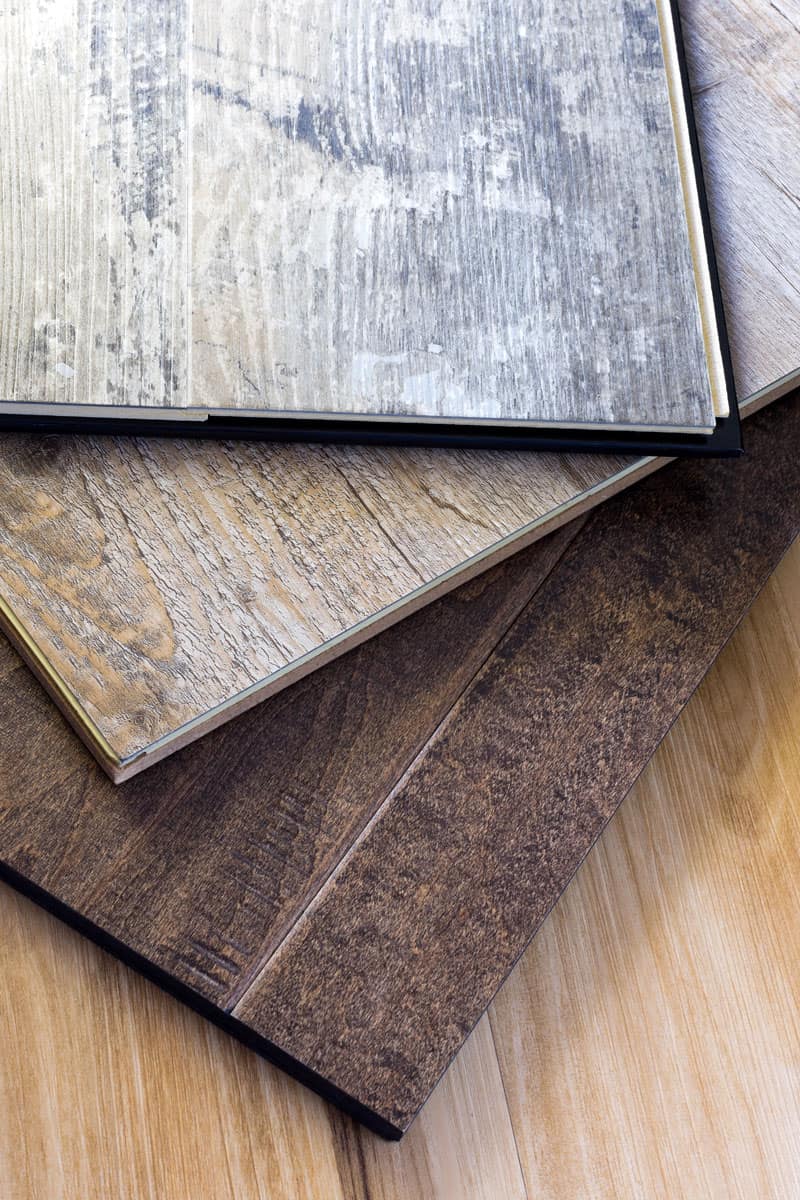 Different textures and designs of laminated flooring
