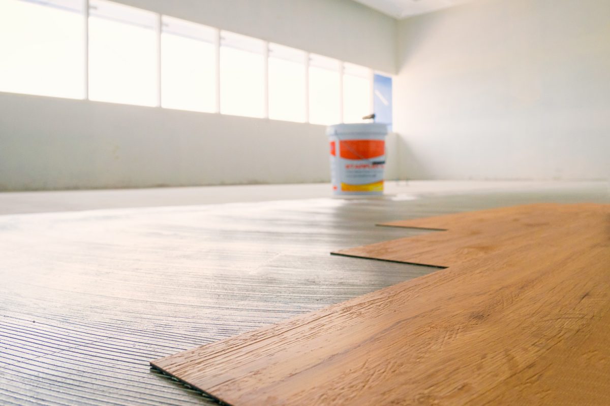 Home renovate with vinyl laminate flooring.
