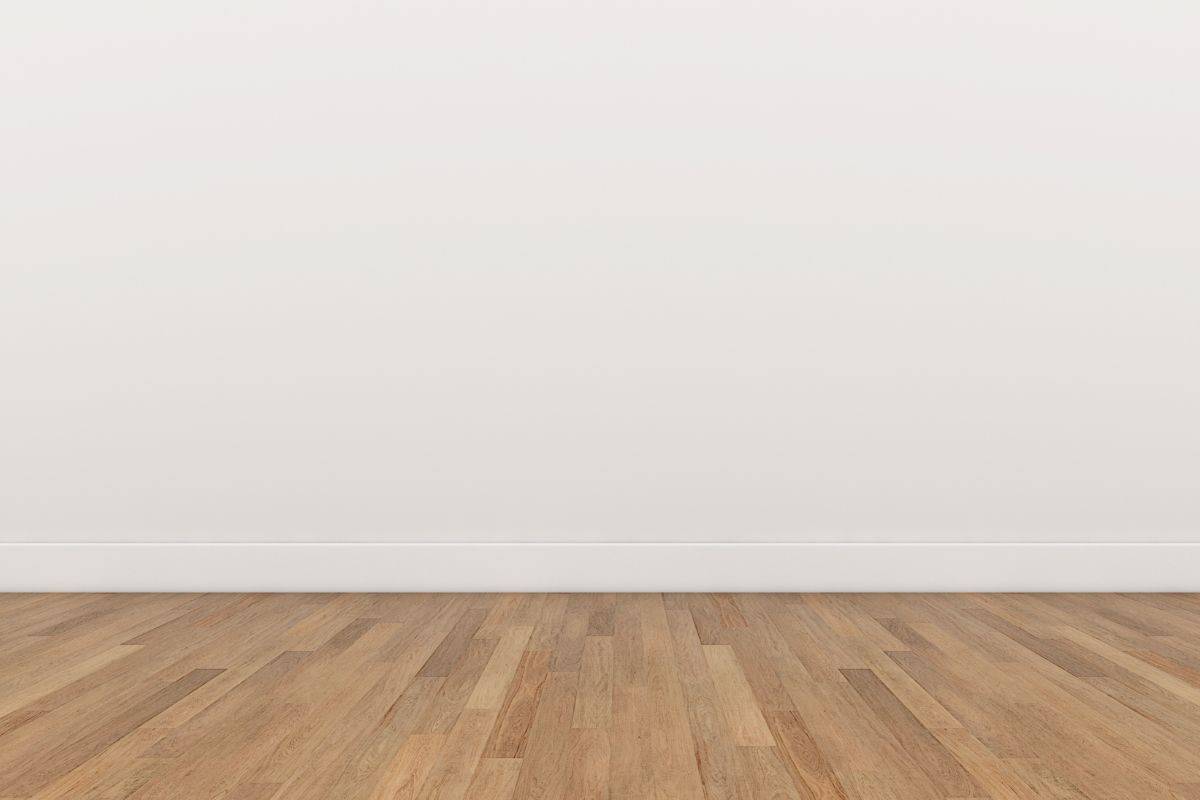 Empty Room White wall and wood brown floor, 3d render.