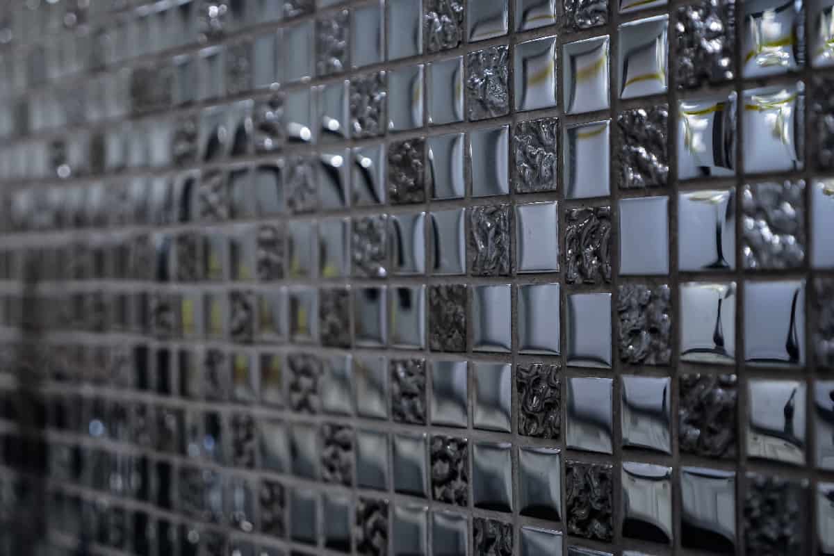 Amazing decorative wall made of small smooth glass blocks