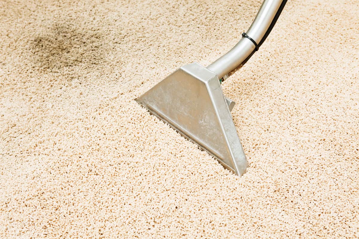 Vacuum cleaning a dirty carpet