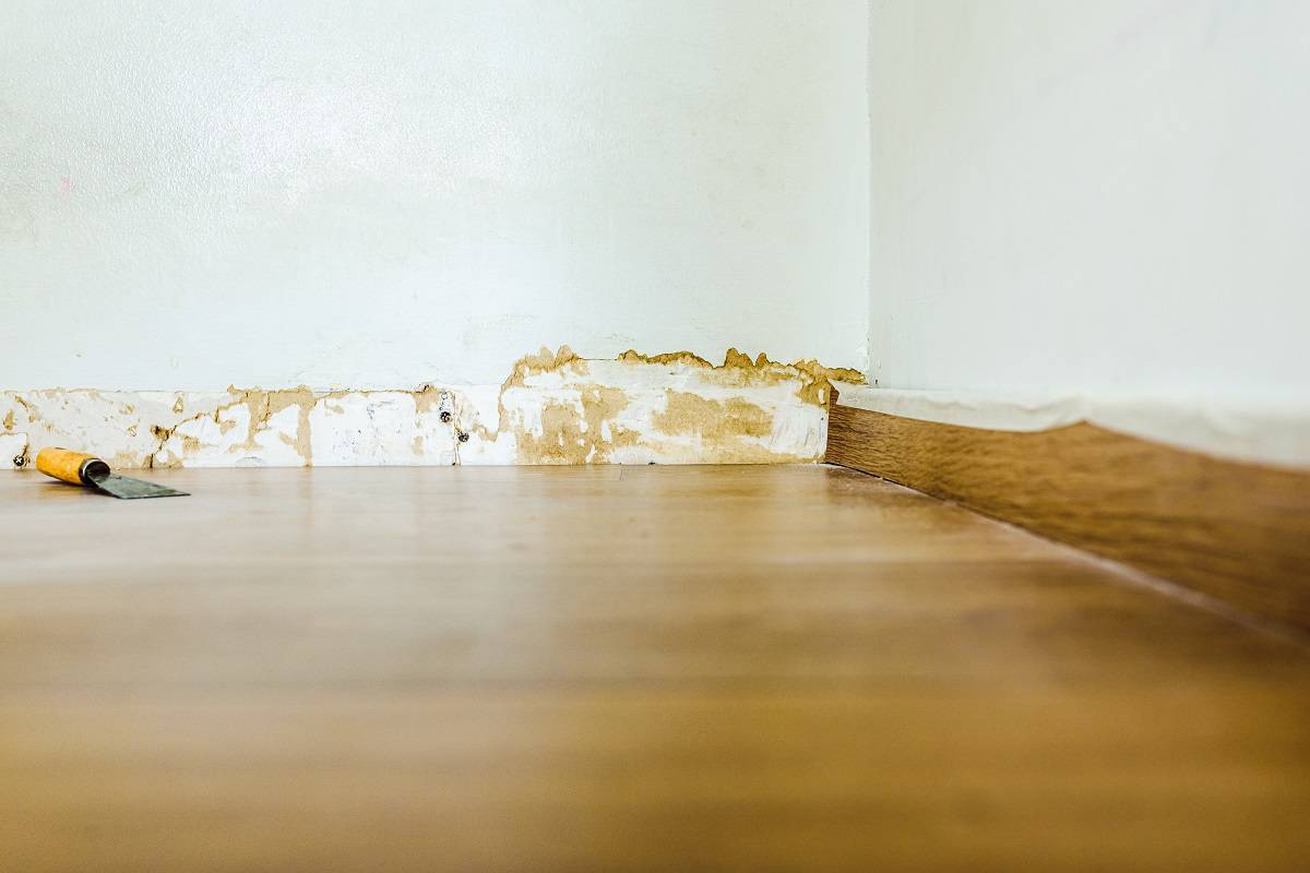 What Are The Tips For Removing Baseboards - Renovation work on the baseboards and walls of a room.