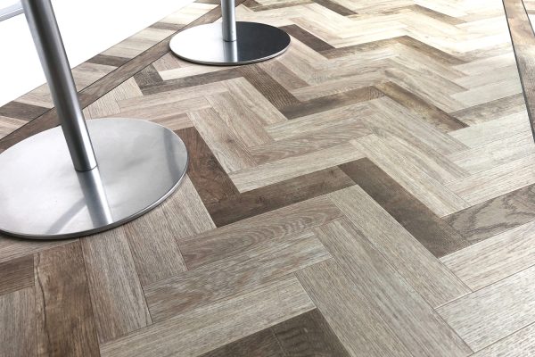 PVC flooring in herringbone motif, How To Lay Herringbone Carpet Tile